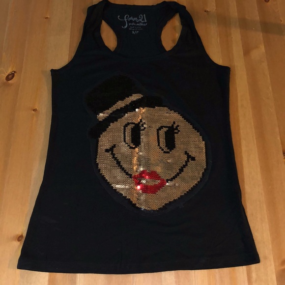Vintage Forever 21 Sequin Smiley Tank Size S NWOT - Picture 2 of 4